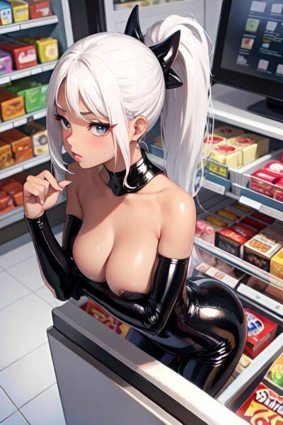Anime Busty Small Tits 60s Age Pouting Lips Face White Hair Ponytail Hair Style Dark Skin Soft Anime Grocery Back View Bending Over Latex 3671980574537939725 - AI Hentai - aihentai.co on pornsimulated.com