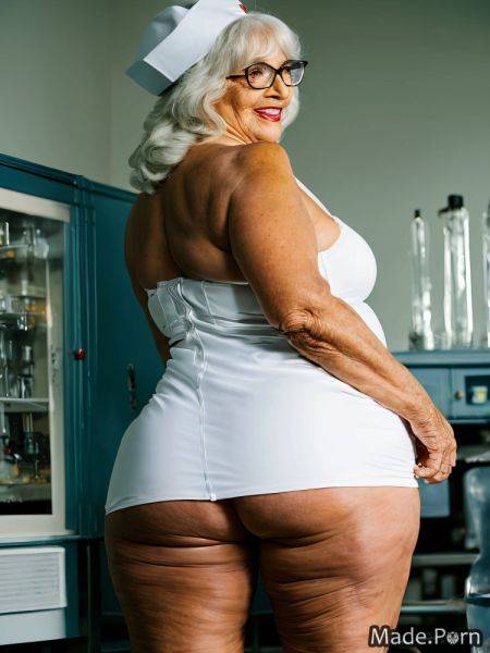 Fairer skin white hair big hips woman 80 glasses made AI porn - made.porn on pornsimulated.com