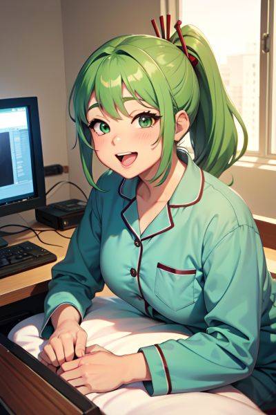 Anime Chubby Small Tits 80s Age Happy Face Green Hair Ponytail Hair Style Light Skin Charcoal Hospital Side View Gaming Pajamas 3678099613946978414 - AI Hentai - aihentai.co on pornsimulated.com