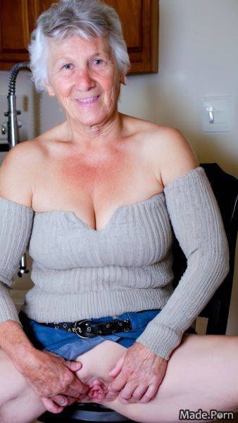 Seduction wife huge boobs looking at viewer woman belt sweater AI porn - made.porn on pornsimulated.com