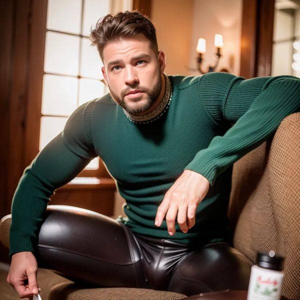 ,white people,manly man,twenties,(RAW photo, best quality, masterpiece:1.1), (realistic, photo-realistic:1.2), ultra-detailed, ultra high res, physically-based rendering,gloves,boots,leather,long sleeves,fantasy,Green sweater,contour leggings,(adult:1.5) - pornmake.ai on pornsimulated.com