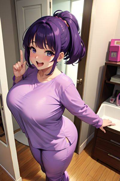 Anime Chubby Huge Boobs 80s Age Laughing Face Purple Hair Bangs Hair Style Light Skin Mirror Selfie Stage Back View T Pose Pajamas 3679220600897040479 - AI Hentai - aihentai.co on pornsimulated.com