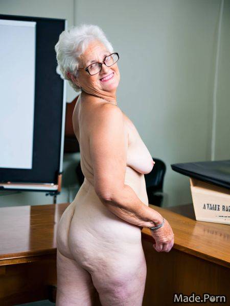 White hair nude thick long legs glasses looking at viewer sideview AI porn - made.porn on pornsimulated.com