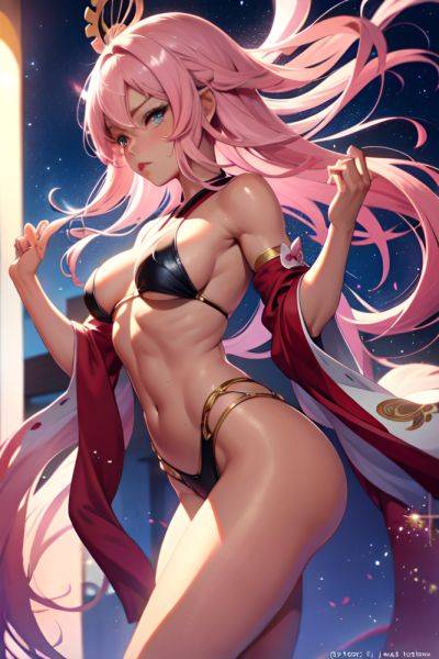 Anime Muscular Small Tits 20s Age Pouting Lips Face Pink Hair Straight Hair Style Dark Skin Illustration Strip Club Side View Jumping Geisha 3679607147941172779 - AI Hentai - aihentai.co on pornsimulated.com