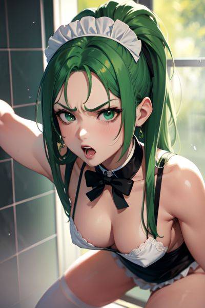 Anime Busty Small Tits 80s Age Angry Face Green Hair Slicked Hair Style Light Skin Skin Detail (beta) Shower Close Up View Straddling Maid 3679738573918357080 - AI Hentai - aihentai.co on pornsimulated.com