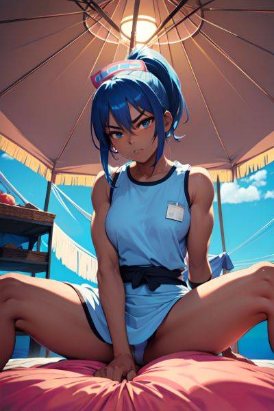 Anime Muscular Small Tits 20s Age Angry Face Blue Hair Ponytail Hair Style Dark Skin Soft + Warm Tent Front View Spreading Legs Nurse 3676518636928106181 - AI Hentai - aihentai.co on pornsimulated.com