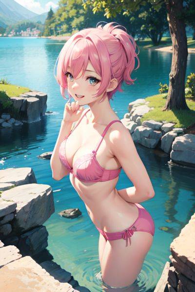 Anime Busty Small Tits 18 Age Happy Face Pink Hair Pixie Hair Style Light Skin Illustration Lake Side View Gaming Bra 3676549560245824754 - AI Hentai - aihentai.co on pornsimulated.com