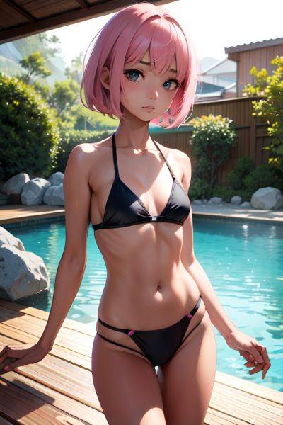 Anime Skinny Small Tits 80s Age Sad Face Pink Hair Bobcut Hair Style Dark Skin Soft + Warm Onsen Front View Plank Bikini 3680283605258401266 - AI Hentai - aihentai.co on pornsimulated.com