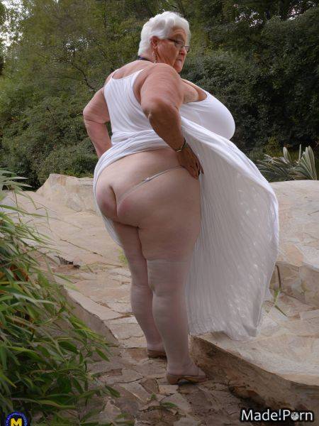 Dress 90 choker white hair panties lift dress woman AI porn - made.porn on pornsimulated.com