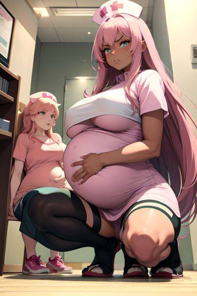 Anime Pregnant Huge Boobs 70s Age Angry Face Pink Hair Straight Hair Style Dark Skin Soft Anime Hospital Front View Squatting Nurse 3680252681533852754 - AI Hentai - aihentai.co on pornsimulated.com