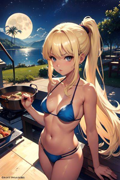 Anime Busty Small Tits 80s Age Serious Face Blonde Straight Hair Style Dark Skin Watercolor Moon Front View Cooking Bikini 3679989829508296551 - AI Hentai - aihentai.co on pornsimulated.com