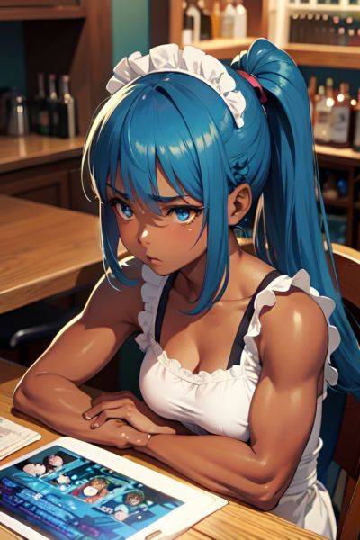 Anime Muscular Small Tits 50s Age Sad Face Blue Hair Ponytail Hair Style Dark Skin Film Photo Bar Side View Gaming Maid 3680813173193915425 - AI Hentai - aihentai.co on pornsimulated.com