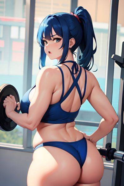 Anime Chubby Huge Boobs 30s Age Angry Face Blue Hair Ponytail Hair Style Light Skin Soft Anime Gym Back View Working Out Bikini 3680836365932249899 - AI Hentai - aihentai.co on pornsimulated.com