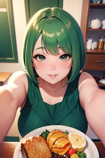 Anime Chubby Small Tits 60s Age Happy Face Green Hair Bobcut Hair Style Light Skin Mirror Selfie Wedding Close Up View Eating Schoolgirl 3681002583316172486 - AI Hentai - aihentai.co on pornsimulated.com