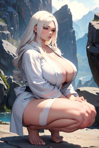 Anime Muscular Huge Boobs 70s Age Pouting Lips Face White Hair Straight Hair Style Light Skin Charcoal Mountains Side View Squatting Bathrobe 3681056697757198979 - AI Hentai - aihentai.co on pornsimulated.com