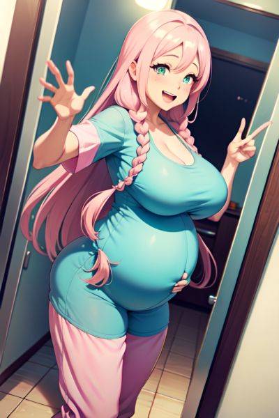 Anime Pregnant Huge Boobs 60s Age Laughing Face Pink Hair Braided Hair Style Light Skin Mirror Selfie Bathroom Side View T Pose Pajamas 3681106948943760116 - AI Hentai - aihentai.co on pornsimulated.com