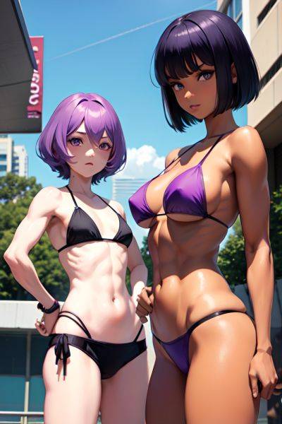 Anime Muscular Small Tits 70s Age Seductive Face Purple Hair Bobcut Hair Style Dark Skin Cyberpunk Oasis Front View Gaming Bikini 3681621056535305816 - AI Hentai - aihentai.co on pornsimulated.com