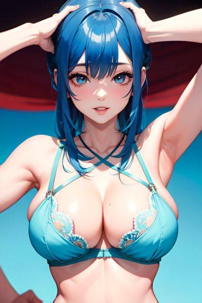 Anime Skinny Huge Boobs 30s Age Happy Face Blue Hair Bangs Hair Style Light Skin Watercolor Desert Close Up View Gaming Bra 3681655847833044992 - AI Hentai - aihentai.co on pornsimulated.com