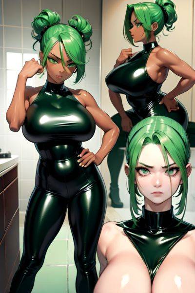 Anime Skinny Huge Boobs 18 Age Angry Face Green Hair Slicked Hair Style Dark Skin Mirror Selfie Bathroom Side View Working Out Latex 3681690635006491448 - AI Hentai - aihentai.co on pornsimulated.com