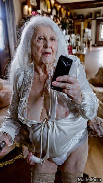 Slutty made masturbation white hair long hair dildo bangs hair AI porn - made.porn on pornsimulated.com