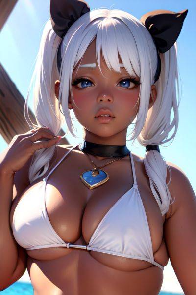 Anime Chubby Small Tits 80s Age Pouting Lips Face White Hair Pigtails Hair Style Dark Skin Dark Fantasy Party Close Up View Plank Bikini 3676955435107975704 - AI Hentai - aihentai.co on pornsimulated.com
