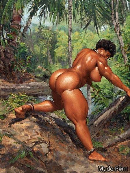 Perfect body thick thighs gigantic boobs working out jungle oiled body black AI porn - made.porn on pornsimulated.com