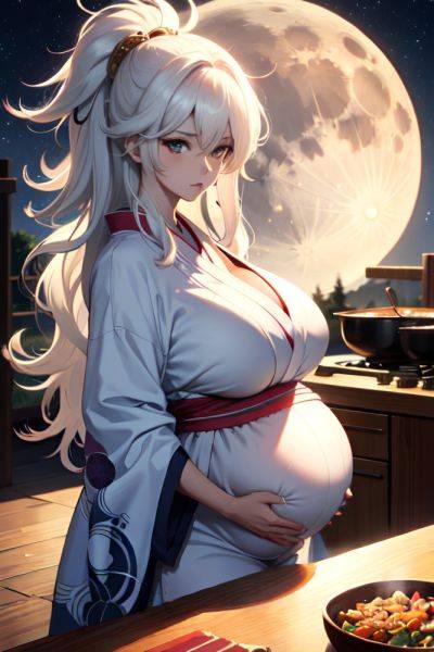 Anime Pregnant Huge Boobs 70s Age Serious Face White Hair Messy Hair Style Light Skin Crisp Anime Moon Front View Cooking Kimono 3677168036015464118 - AI Hentai - aihentai.co on pornsimulated.com