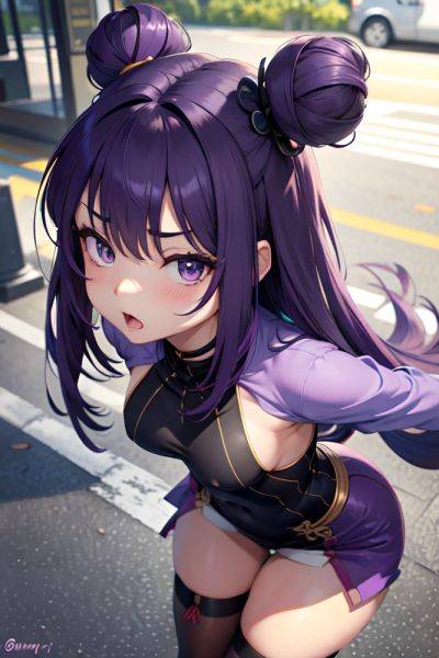 Anime Muscular Small Tits 20s Age Shocked Face Purple Hair Bangs Hair Style Dark Skin Charcoal Bus Close Up View T Pose Geisha 3677268538251674565 - AI Hentai - aihentai.co on pornsimulated.com