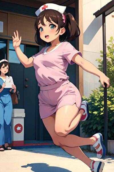 Anime Chubby Small Tits 50s Age Shocked Face Brunette Pixie Hair Style Dark Skin Illustration Oasis Front View Jumping Nurse 3677515927883518104 - AI Hentai - aihentai.co on pornsimulated.com