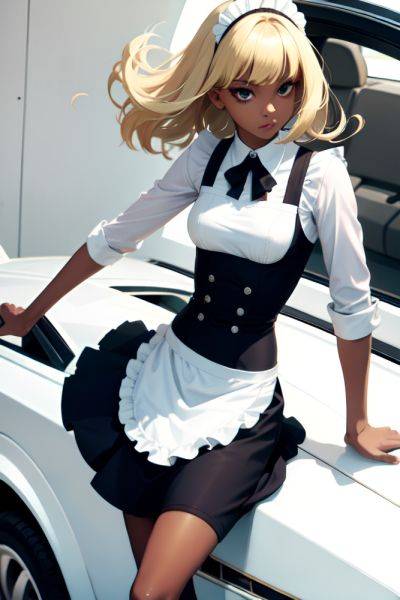 Anime Skinny Small Tits 60s Age Serious Face Blonde Bangs Hair Style Dark Skin Black And White Car Close Up View Jumping Maid 3677589372312828459 - AI Hentai - aihentai.co on pornsimulated.com