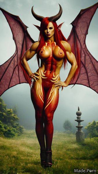 Red thighs dragon scales devil gigantic boobs demon wings big hips AI porn - made.porn on pornsimulated.com