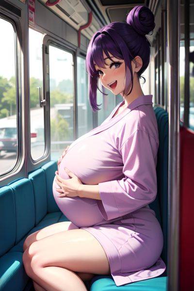 Anime Pregnant Small Tits 60s Age Laughing Face Purple Hair Hair Bun Hair Style Light Skin Vintage Bus Side View Yoga Bathrobe 3677937264628221507 - AI Hentai - aihentai.co on pornsimulated.com