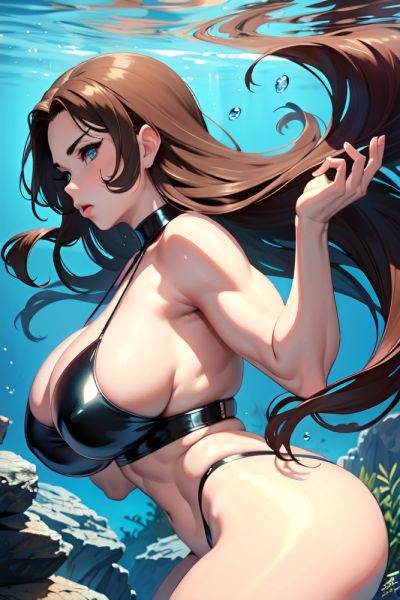 Anime Muscular Huge Boobs 70s Age Pouting Lips Face Brunette Slicked Hair Style Light Skin Soft + Warm Underwater Side View Straddling Latex 3681968950415085270 - AI Hentai - aihentai.co on pornsimulated.com