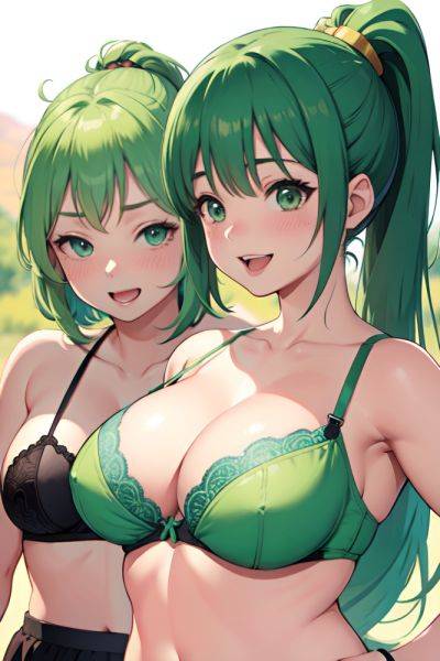 Anime Chubby Small Tits 30s Age Laughing Face Green Hair Ponytail Hair Style Light Skin Illustration Desert Close Up View Massage Bra 3683673621327659307 - AI Hentai - aihentai.co on pornsimulated.com