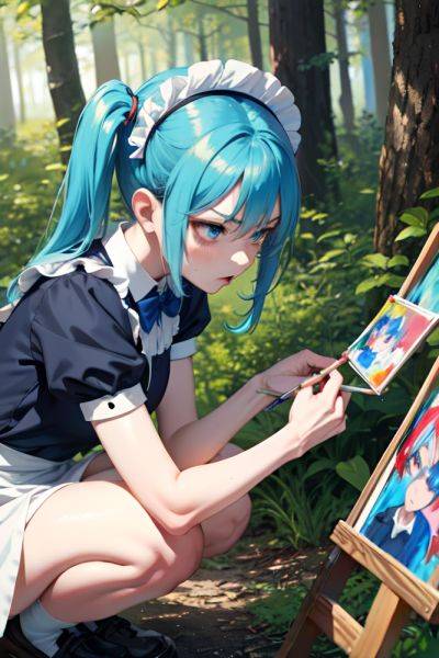 Anime Skinny Small Tits 60s Age Angry Face Blue Hair Pigtails Hair Style Light Skin Painting Forest Close Up View Squatting Maid 3683692950290630428 - AI Hentai - aihentai.co on pornsimulated.com