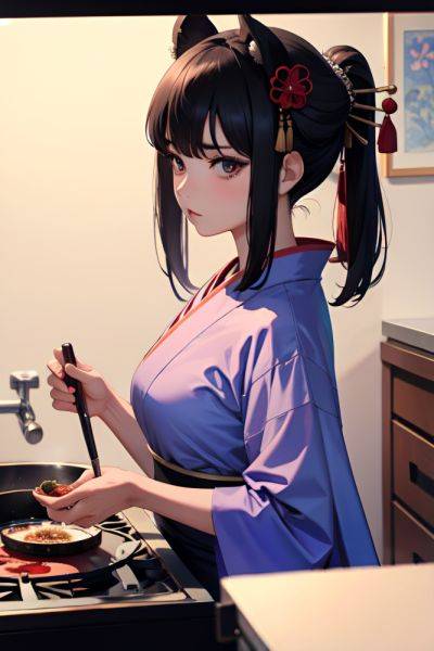 Anime Busty Small Tits 60s Age Serious Face Black Hair Bangs Hair Style Dark Skin Watercolor Oasis Front View Cooking Geisha 3683812779879498130 - AI Hentai - aihentai.co on pornsimulated.com