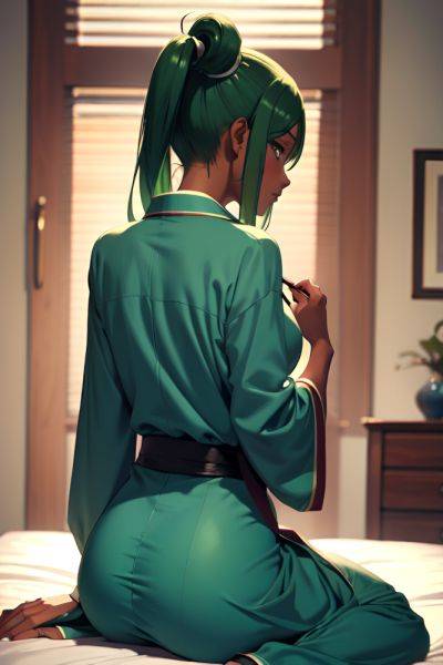 Anime Skinny Small Tits 40s Age Serious Face Green Hair Ponytail Hair Style Dark Skin Soft + Warm Bedroom Back View Massage Bathrobe 3683835971093223358 - AI Hentai - aihentai.co on pornsimulated.com