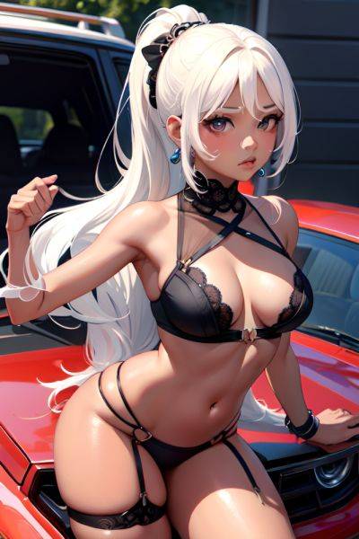 Anime Busty Small Tits 70s Age Pouting Lips Face White Hair Ponytail Hair Style Dark Skin Soft + Warm Car Front View T Pose Lingerie 3683828240152014557 - AI Hentai - aihentai.co on pornsimulated.com