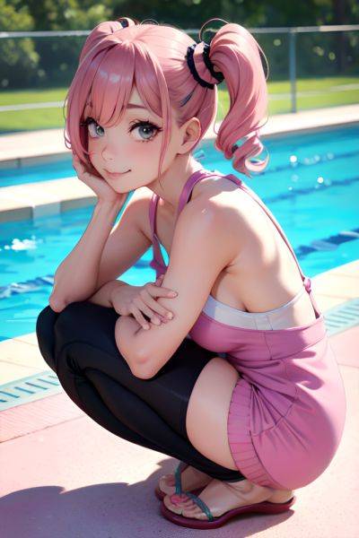 Anime Skinny Small Tits 50s Age Happy Face Pink Hair Pigtails Hair Style Light Skin Warm Anime Pool Side View Squatting Goth 3684102690175249205 - AI Hentai - aihentai.co on pornsimulated.com