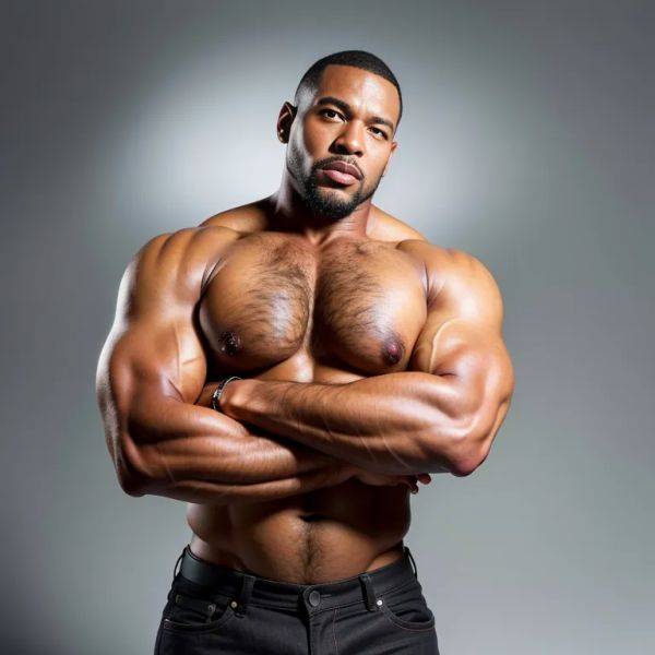 Black people, ,manly man,twenties,(RAW photo, best quality, masterpiece:1.1), (realistic, photo-realistic:1.2), ultra-detailed, ultra high res, physically-based rendering,crossed arm,from side,full body,(adult:1.5) - pornmake.ai on pornsimulated.com