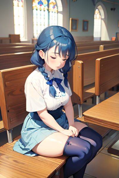 Anime Chubby Small Tits 40s Age Serious Face Blue Hair Braided Hair Style Light Skin Watercolor Church Side View Sleeping Stockings 3684775282138772563 - AI Hentai - aihentai.co on pornsimulated.com