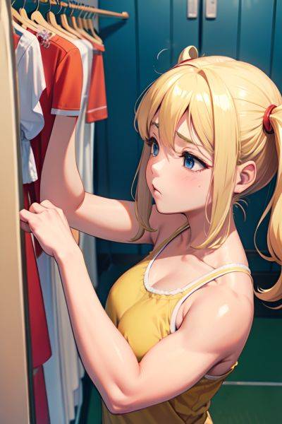 Anime Muscular Small Tits 70s Age Sad Face Blonde Pigtails Hair Style Light Skin Warm Anime Changing Room Close Up View Sleeping Pajamas 3684786876334295937 - AI Hentai - aihentai.co on pornsimulated.com