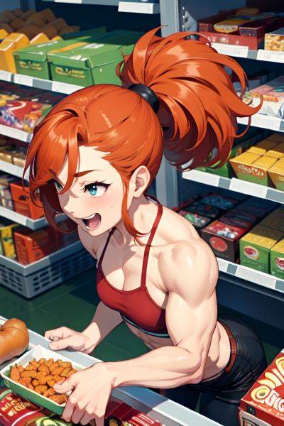 Anime Muscular Small Tits 40s Age Laughing Face Ginger Pixie Hair Style Dark Skin Crisp Anime Grocery Close Up View Bending Over Goth 3685208214224779417 - AI Hentai - aihentai.co on pornsimulated.com