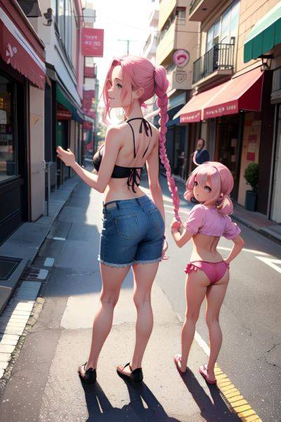 Anime Skinny Small Tits 50s Age Happy Face Pink Hair Braided Hair Style Light Skin Warm Anime Street Back View T Pose Bikini 3685239135877886104 - AI Hentai - aihentai.co on pornsimulated.com