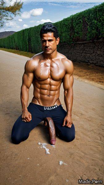 Cum on tits bodybuilder standing seductive cumshot big balls looking at viewer AI porn - made.porn on pornsimulated.com