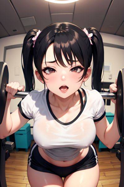 Anime Busty Small Tits 50s Age Ahegao Face Black Hair Pigtails Hair Style Light Skin Illustration Gym Front View Working Out Nurse 3682185415159366918 - AI Hentai - aihentai.co on pornsimulated.com