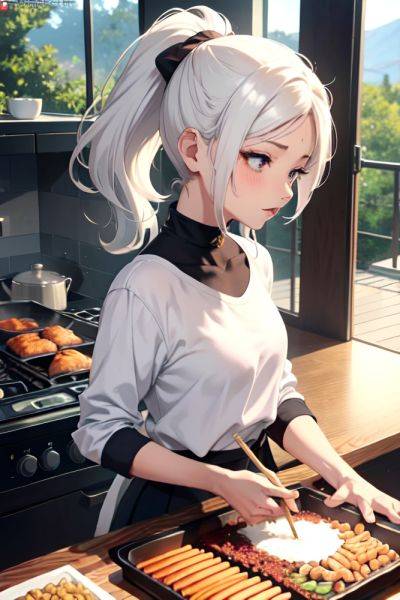Anime Busty Small Tits 80s Age Seductive Face White Hair Ponytail Hair Style Light Skin Charcoal Desert Side View Cooking Schoolgirl 3685498124520462935 - AI Hentai - aihentai.co on pornsimulated.com