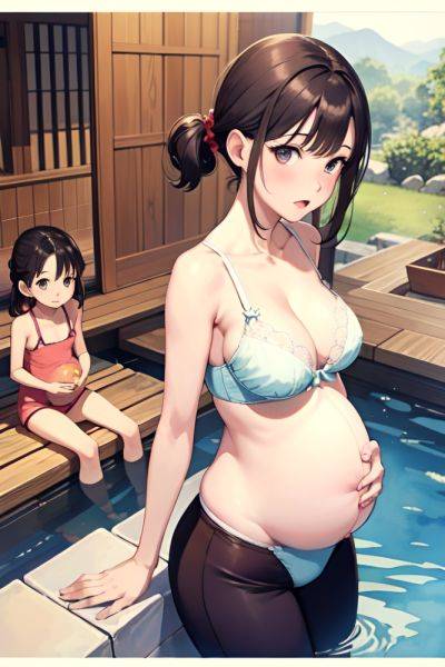 Anime Pregnant Small Tits 60s Age Shocked Face Brunette Straight Hair Style Light Skin Watercolor Onsen Front View Eating Bra 3685579299403430591 - AI Hentai - aihentai.co on pornsimulated.com