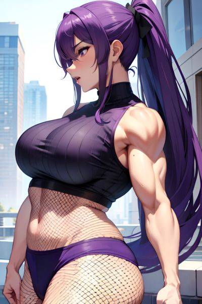 Anime Muscular Huge Boobs 30s Age Orgasm Face Purple Hair Ponytail Hair Style Light Skin Warm Anime Club Side View T Pose Fishnet 3685629550521388542 - AI Hentai - aihentai.co on pornsimulated.com