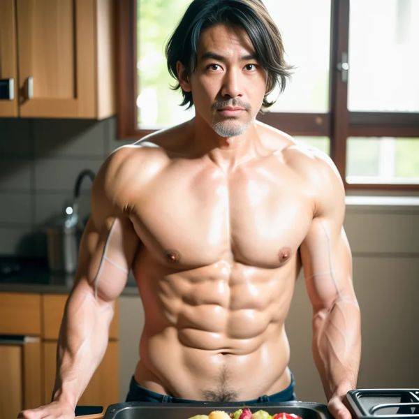 , japanese,manly man,twenties,(RAW photo, best quality, masterpiece:1.1), (realistic, photo-realistic:1.2), ultra-detailed, ultra high res, physically-based rendering,short hair,frizzy hair,black hair,brown - pornmake.ai - Japan on pornsimulated.com